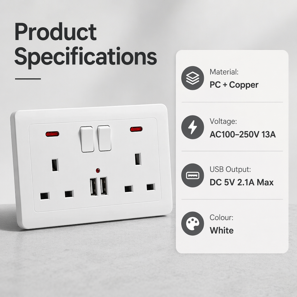Enchufe Doble con USB — Adaptador Inteligente para el Hogar