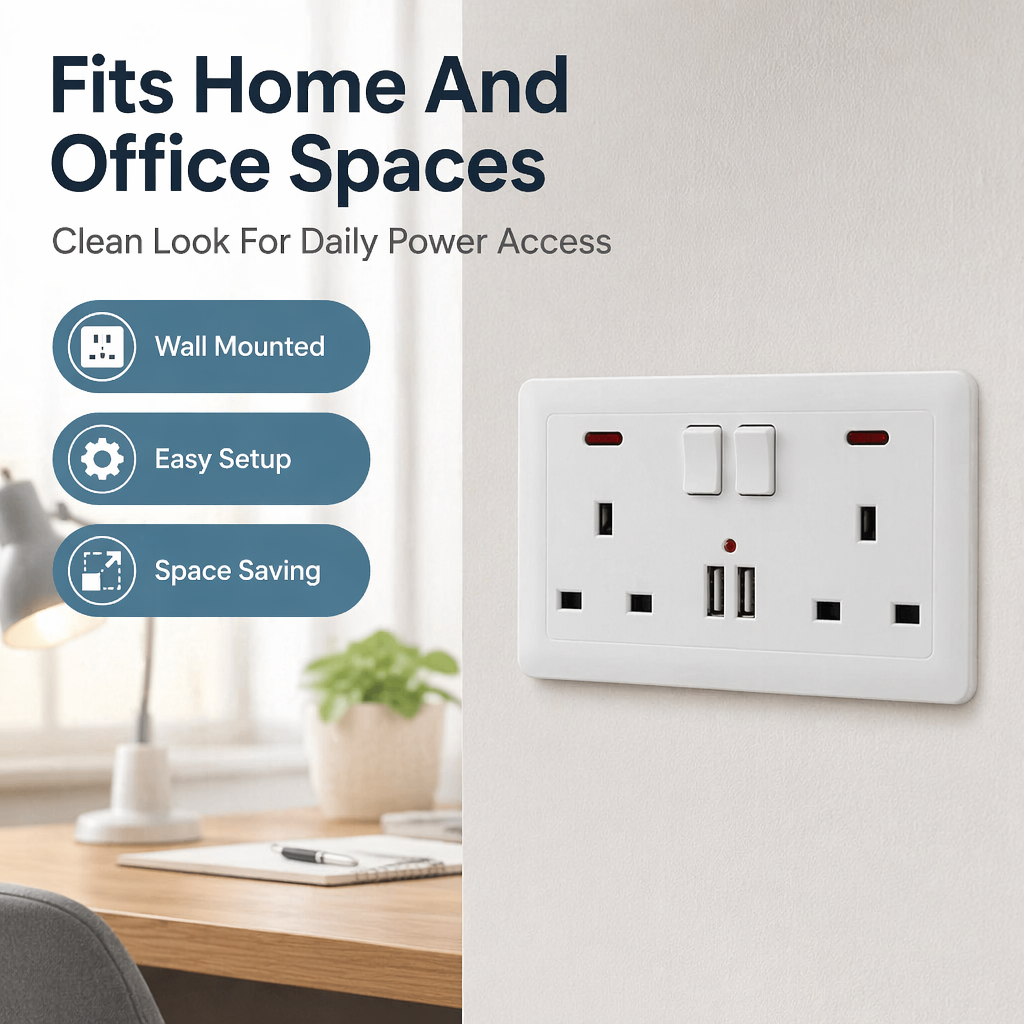Enchufe Doble con USB — Adaptador Inteligente para el Hogar