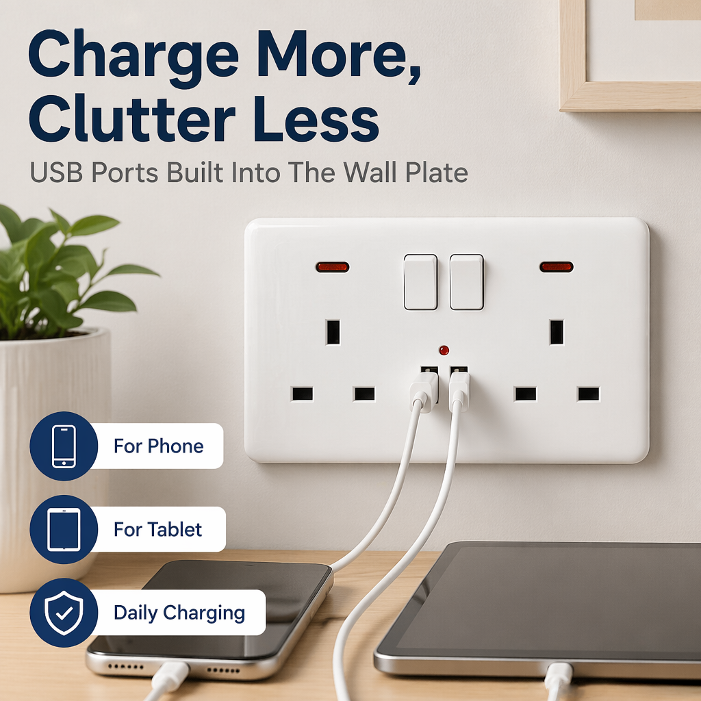 Enchufe Doble con USB — Adaptador Inteligente para el Hogar