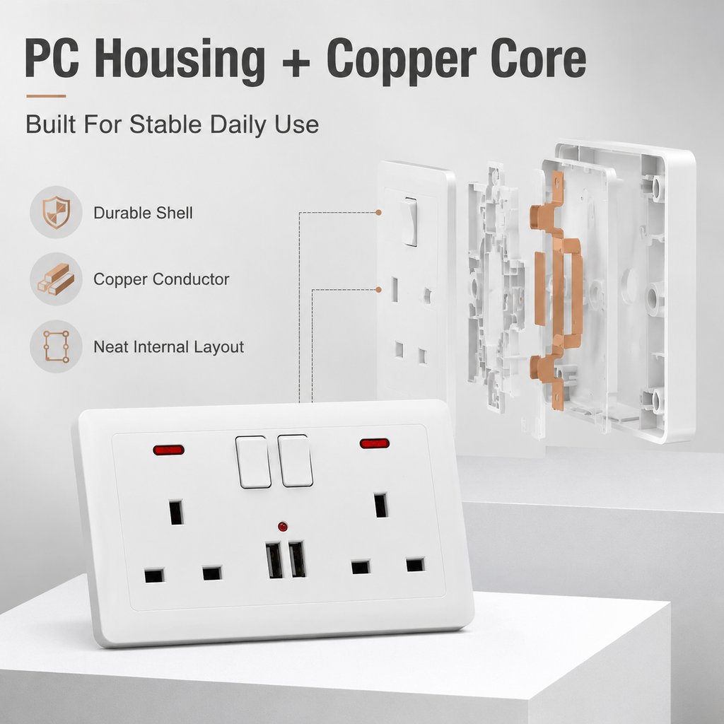 Enchufe Doble con USB — Adaptador Inteligente para el Hogar